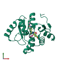 Monomeric assembly 1 of PDB entry 5spd coloured by chemically distinct molecules, front view.