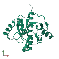 Monomeric assembly 2 of PDB entry 5spd coloured by chemically distinct molecules, front view.