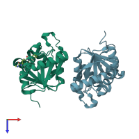 PDB entry 5sph coloured by chain, top view.