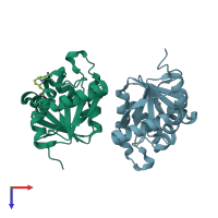 PDB entry 5spk coloured by chain, top view.