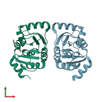 PDB entry 5spm coloured by chain, front view.