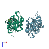 PDB entry 5spp coloured by chain, top view.