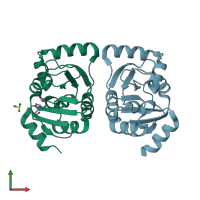 PDB entry 5spt coloured by chain, front view.
