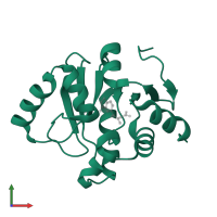 Papain-like protease nsp3 in PDB entry 5spv, assembly 1, front view.