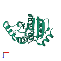 Papain-like protease nsp3 in PDB entry 5spv, assembly 1, top view.