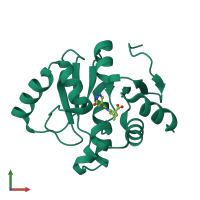 Monomeric assembly 1 of PDB entry 5spz coloured by chemically distinct molecules, front view.