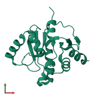 Monomeric assembly 2 of PDB entry 5spz coloured by chemically distinct molecules, front view.