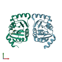 PDB entry 5spz coloured by chain, front view.