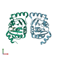 PDB entry 5sq1 coloured by chain, front view.