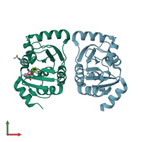 PDB entry 5sq9 coloured by chain, front view.