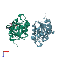 PDB entry 5sqb coloured by chain, top view.