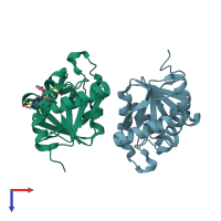 PDB entry 5sqc coloured by chain, top view.