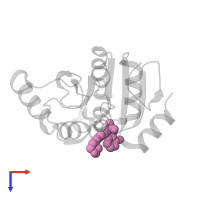 (1S,2S)-4-hydroxy-1-({5-[(oxan-4-yl)amino]pyrazine-2-carbonyl}amino)-2,3-dihydro-1H-indene-2-carboxylic acid in PDB entry 5sqc, assembly 1, top view.