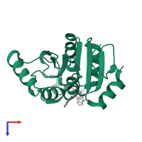 Papain-like protease nsp3 in PDB entry 5sqi, assembly 1, top view.