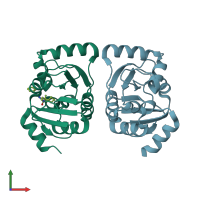 PDB entry 5sqp coloured by chain, front view.