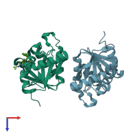 PDB entry 5sr3 coloured by chain, top view.