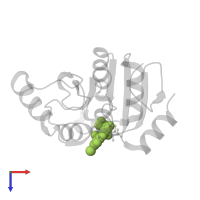 (8R)-6-(7-bromo-9H-pyrimido[4,5-b]indol-4-yl)-8-fluoro-6-azaspiro[3.4]octane-8-carboxylic acid in PDB entry 5sro, assembly 1, top view.