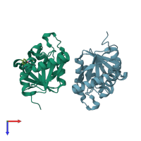 PDB entry 5sry coloured by chain, top view.