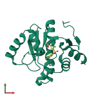 Monomeric assembly 1 of PDB entry 5ss2 coloured by chemically distinct molecules, front view.