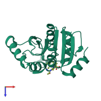 Monomeric assembly 1 of PDB entry 5ss2 coloured by chemically distinct molecules, top view.