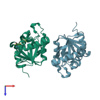 PDB entry 5ss2 coloured by chain, top view.