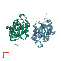 PDB entry 5ss3 coloured by chain, top view.