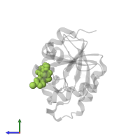 (3S)-3-(4-bromophenyl)-3-[(6-fluoro-1H-benzimidazole-4-carbonyl)amino]propanoic acid in PDB entry 5ss5, assembly 1, side view.