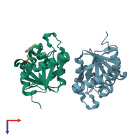 PDB entry 5sse coloured by chain, top view.