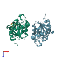 PDB entry 5ssf coloured by chain, top view.