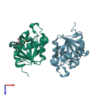 PDB entry 5ssm coloured by chain, top view.