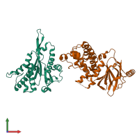 PDB entry 5st6 coloured by chain, front view.