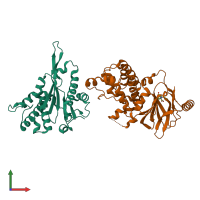 PDB entry 5st7 coloured by chain, front view.