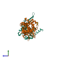 PDB entry 5stt coloured by chain, side view.