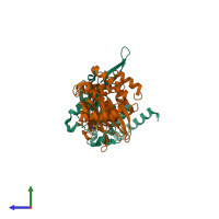 PDB entry 5su5 coloured by chain, side view.