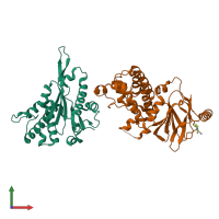 PDB entry 5sua coloured by chain, front view.