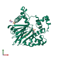 PDB entry 5suw coloured by chain, front view.