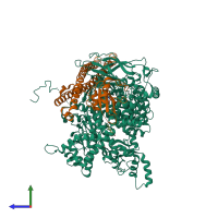 PDB entry 5swo coloured by chain, side view.