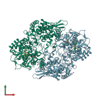 PDB entry 5sx3 coloured by chain, front view.