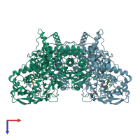 PDB entry 5sx3 coloured by chain, top view.