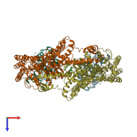 PDB entry 5sy1 coloured by chain, top view.