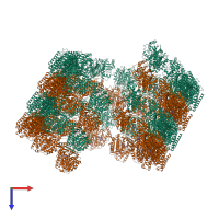 Hetero 52-meric assembly 1 of PDB entry 5syf coloured by chemically distinct molecules, top view.