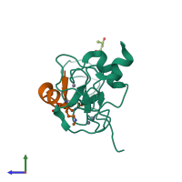 PDB entry 5szc coloured by chain, side view.