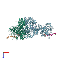 PDB entry 5t0a coloured by chain, top view.