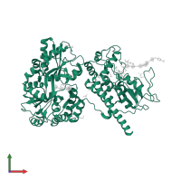 Maltose/maltodextrin-binding periplasmic protein in PDB entry 5t0a, assembly 1, front view.