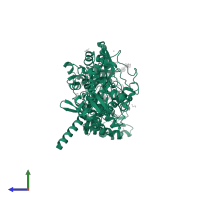 Maltose/maltodextrin-binding periplasmic protein in PDB entry 5t0a, assembly 1, side view.