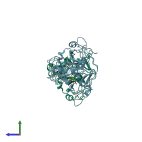PDB entry 5t0k coloured by chain, side view.