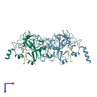 PDB entry 5t0k coloured by chain, top view.
