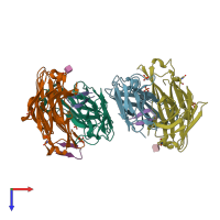 PDB entry 5t1m coloured by chain, top view.