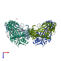 PDB entry 5tbj coloured by chain, top view.