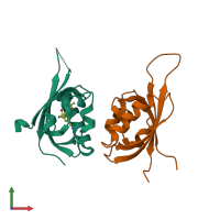 PDB entry 5tbm coloured by chain, front view.